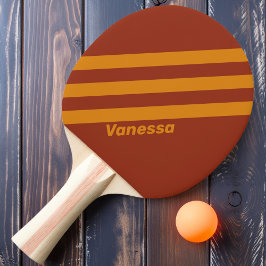 Retro Orange Roste Drei Streifen mit Namen Tischtennis Schläger
