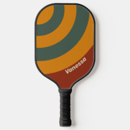 Retro-Orange-Rostkreuz Streifen mit Namenspatze Pickleball Schläger
