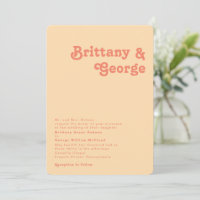 Retro Orange Rounded Corner Traditionelle Hochzeit