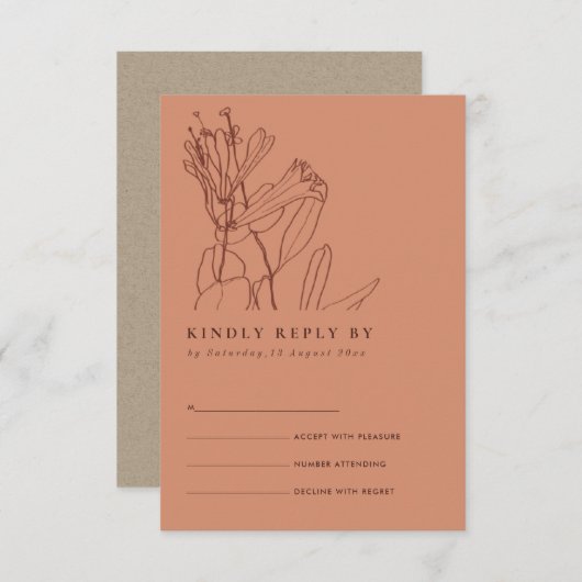 RETRO ORANGE RUST LINIE ZEICHNEND FLÜSSIGKEITSPRÜF BEGLEITKARTE (Vorne/Hinten)