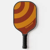 Retro Orange Rust Three Circle Strike mit Name Pickleball Schläger (Rückseite)