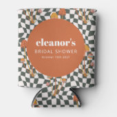 Retro Orange Schachbrett Mushroom Custom Brautpart Dosenkühler (Vorderseite)