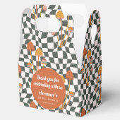 Retro Orange Schachbrett Mushroom Custom Brautpart Geschenkschachtel (Geöffnet)