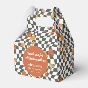 Retro Orange Schachbrett Pilz Braut Dusche Geschenkschachtel