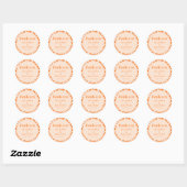 Retro Orange Schecke Benutzerdefinierte Hochzeits  Runder Aufkleber (Blatt)