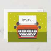 Retro Orange-Schreibmaschine, benutzerdefinierbare Postkarte (Vorne/Hinten)