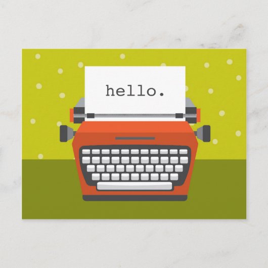 Retro Orange-Schreibmaschine, benutzerdefinierbare Postkarte (Vorderseite)