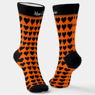 Retro Orange Schwarze Kleine Herzen Benutzername Socken