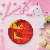 Retro orange Siebzigerjahre Pappteller (Party)