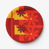 Retro orange Siebzigerjahre Pappteller (Vorderseite)