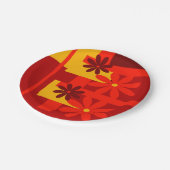 Retro orange Siebzigerjahre Pappteller (Schrägansicht)