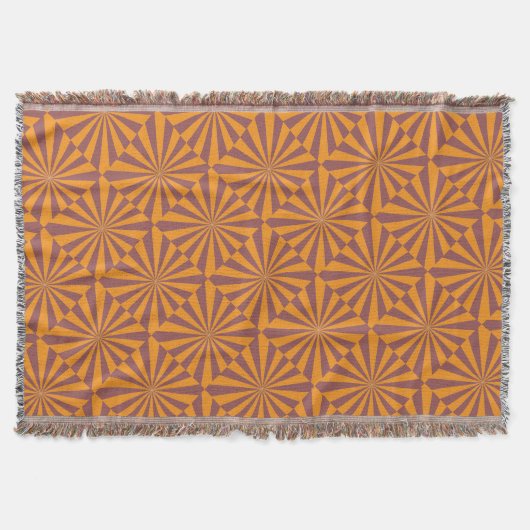 Retro Orange Sonnenstrahl-Muster Decke (Vorderseite)