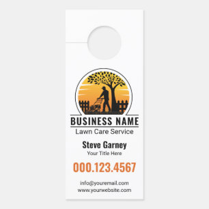 Retro Orange Sonnenuntergang Gärtner Rasenpflege S Türanhänger