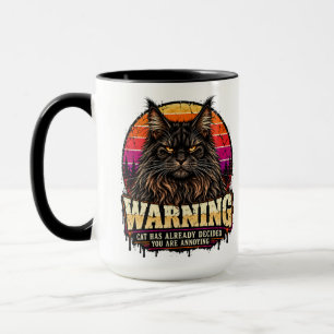 Retro Orange Sonnenuntergang Maine Coon Warnabzeic Tasse