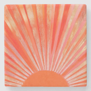 Retro-Orange-Sonnenuntergangs-Illustration Steinuntersetzer