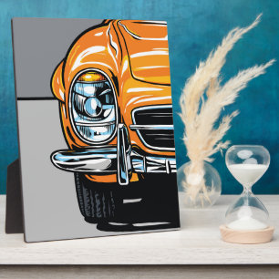 Retro Orange Sportwagen Front Pop-Art-Illustration Fotoplatte