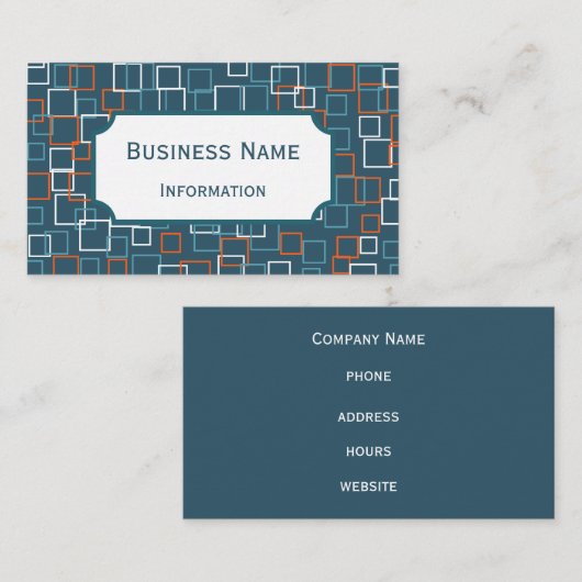 Retro Orange Squares Business Card Visitenkarte (Vorne/Hinten)