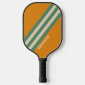 Retro Orange Streifen mit Namen Pickleball Schläger (Vorderseite)