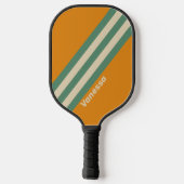 Retro Orange Streifen mit Namen Pickleball Schläger (Rückseite)