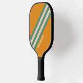 Retro Orange Streifen mit Namen Pickleball Schläger (Links)