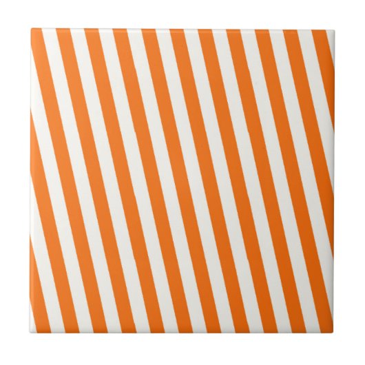 Retro Orange Streifen Muster Fliese (Vorderseite)