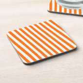Retro Orange Streifen Muster Getränkeuntersetzer (Linke Seite)