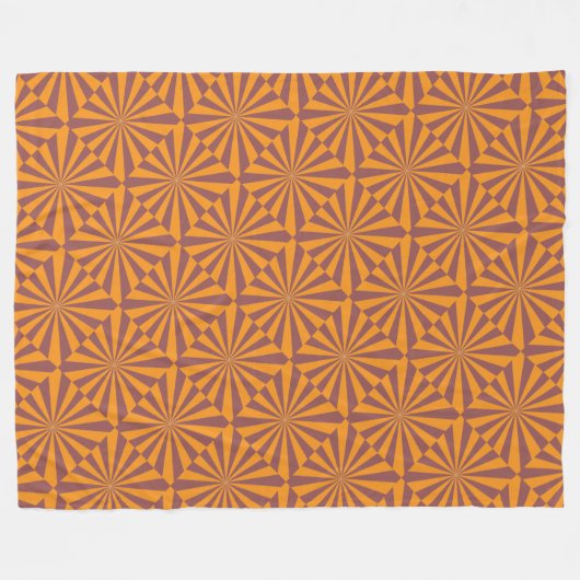 Retro Orange Sunburst Muster Fleecedecke (Vorderseite (Horizontal))