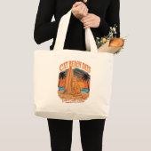 Retro Orange Tabby Katze Strandtage Jumbo Stoffbeutel (Vorderseite (Produkt))