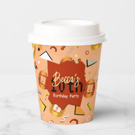 Retro Orange Tamagotchi Geburtstag Pappbecher