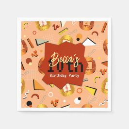 Retro Orange Tamagotchi Geburtstag Serviette