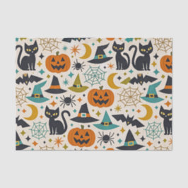 Retro Orange Teal Mid-Century Halloween  Seidenpapier