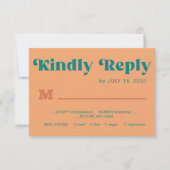 Retro orange teal simple typography wedding RSVP karte (Vorderseite)