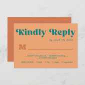 Retro orange teal simple typography wedding RSVP karte (Vorne/Hinten)