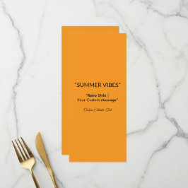 Retro Orange Textur – Sommer-Vibes Kunst Menükarte