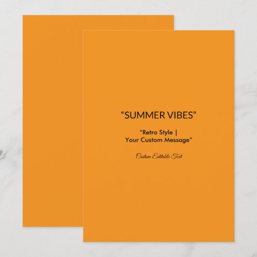 Retro Orange Texture - Summer Vibes Art Save The Date (Vorne/Hinten)