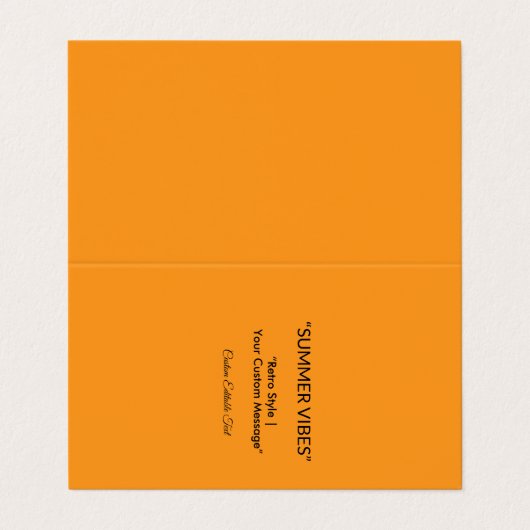 Retro Orange Texture – Summer Vibes Art Visitenkarten (Außenseite Aufgefaltet)