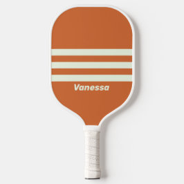 Retro Orange Three Across Striss mit Name Pickleball Schläger