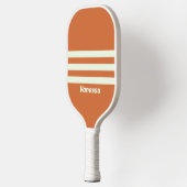 Retro Orange Three Across Striss mit Name Pickleball Schläger (Links)