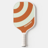 Retro Orange Three Circle Strip mit Name Pickleball Schläger (Rückseite)