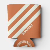 Retro Orange Three Stripes mit Name Dosenkühler (Rückseite)