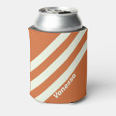 Retro Orange Three Stripes mit Name Dosenkühler (Kanne Rückseite)