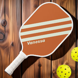 Retro Orange Three Stripes mit Name Pickleball Schläger