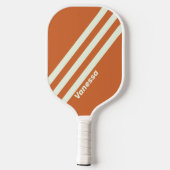 Retro Orange Three Stripes mit Name Pickleball Schläger (Rückseite)