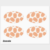 Retro Orange Thumbprint Muster Ovaler Aufkleber (Blatt)