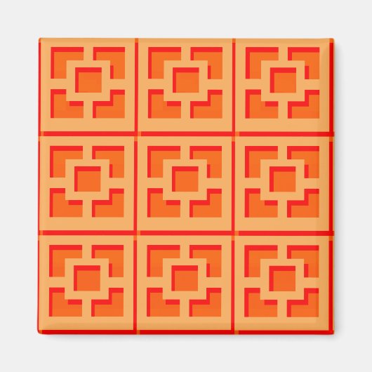Retro Orange Trellis 2 Inch Square Magnet (Vorne)