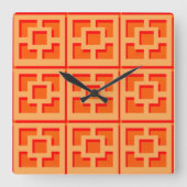 Retro Orange Trellis Acrylwand Uhr (Vorderseite)