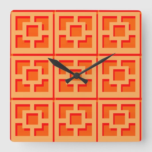 Retro Orange Trellis Acrylwand Uhr (Vorderseite)