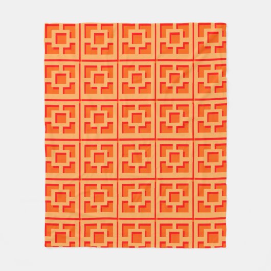 Retro Orange Trellis Fleece Blanket (Vorderseite)