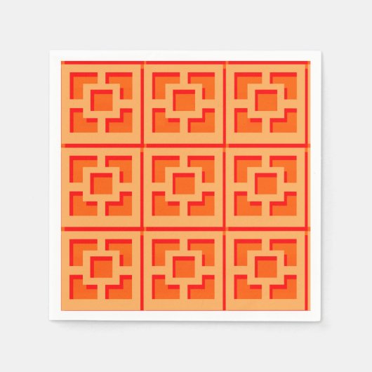 Retro Orange Trellis Paper Napkin Serviette (Vorderseite)