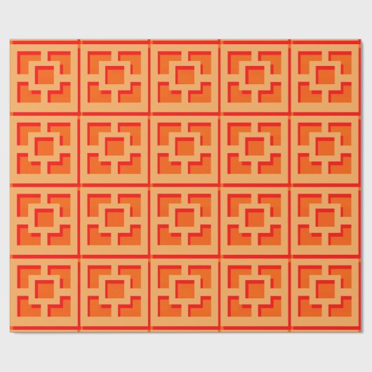 Retro Orange Trellis Wrapping Paper Geschenkpapier (Flach)